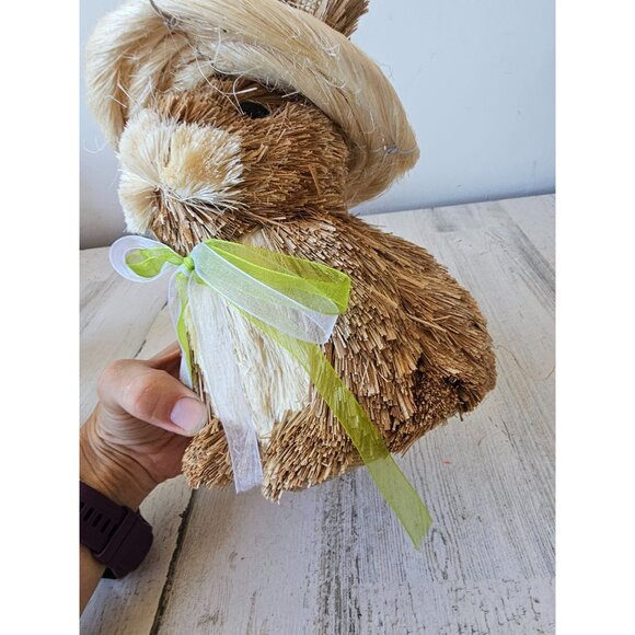 Vintage Pier sisal bottle brush Easter bunny rabbit spring decor hat flowers sta - Picture 9 of 9